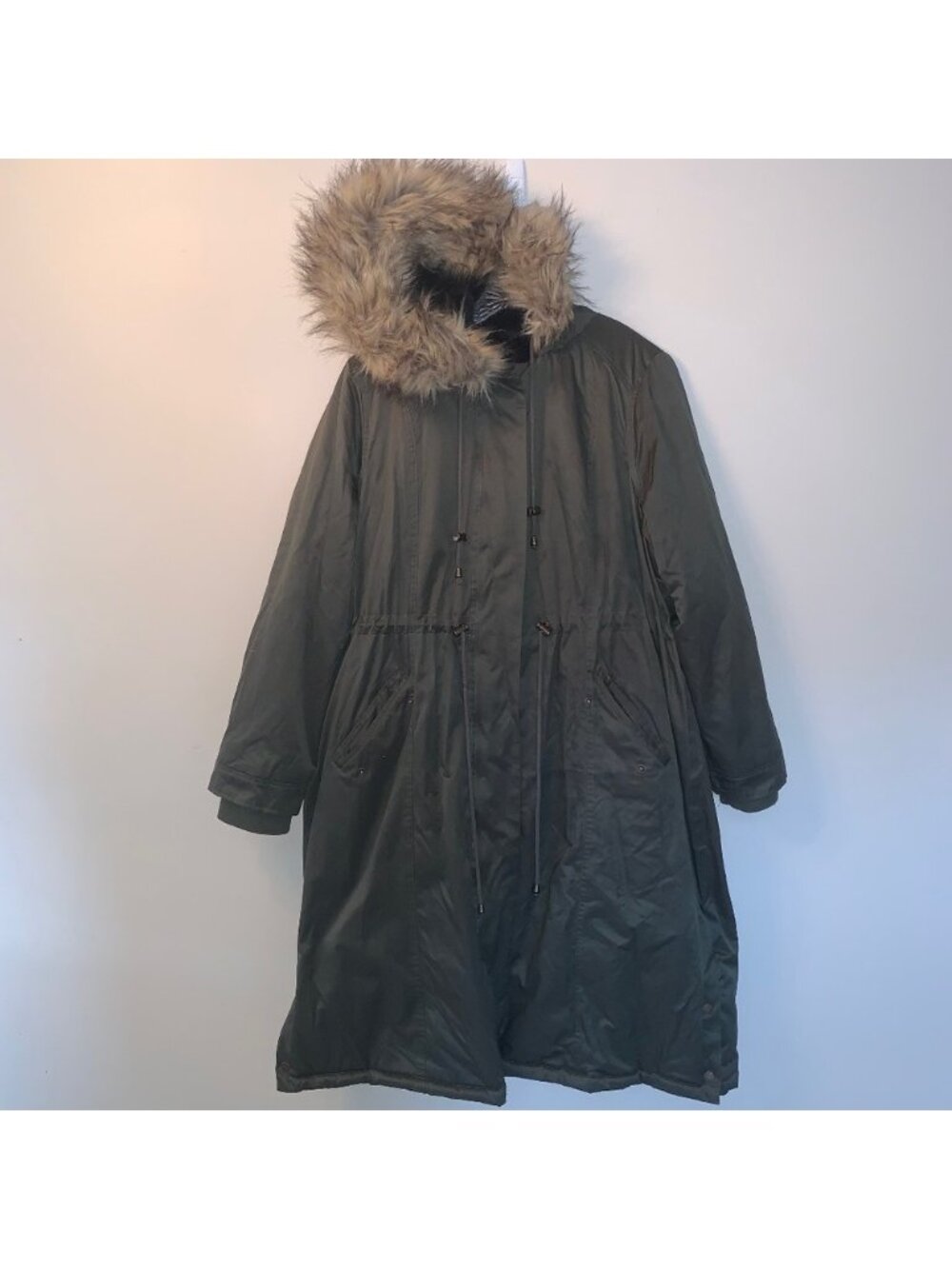 Torrid Green Long Parka Faux Fur Hood 3X - Picture 6 of 16